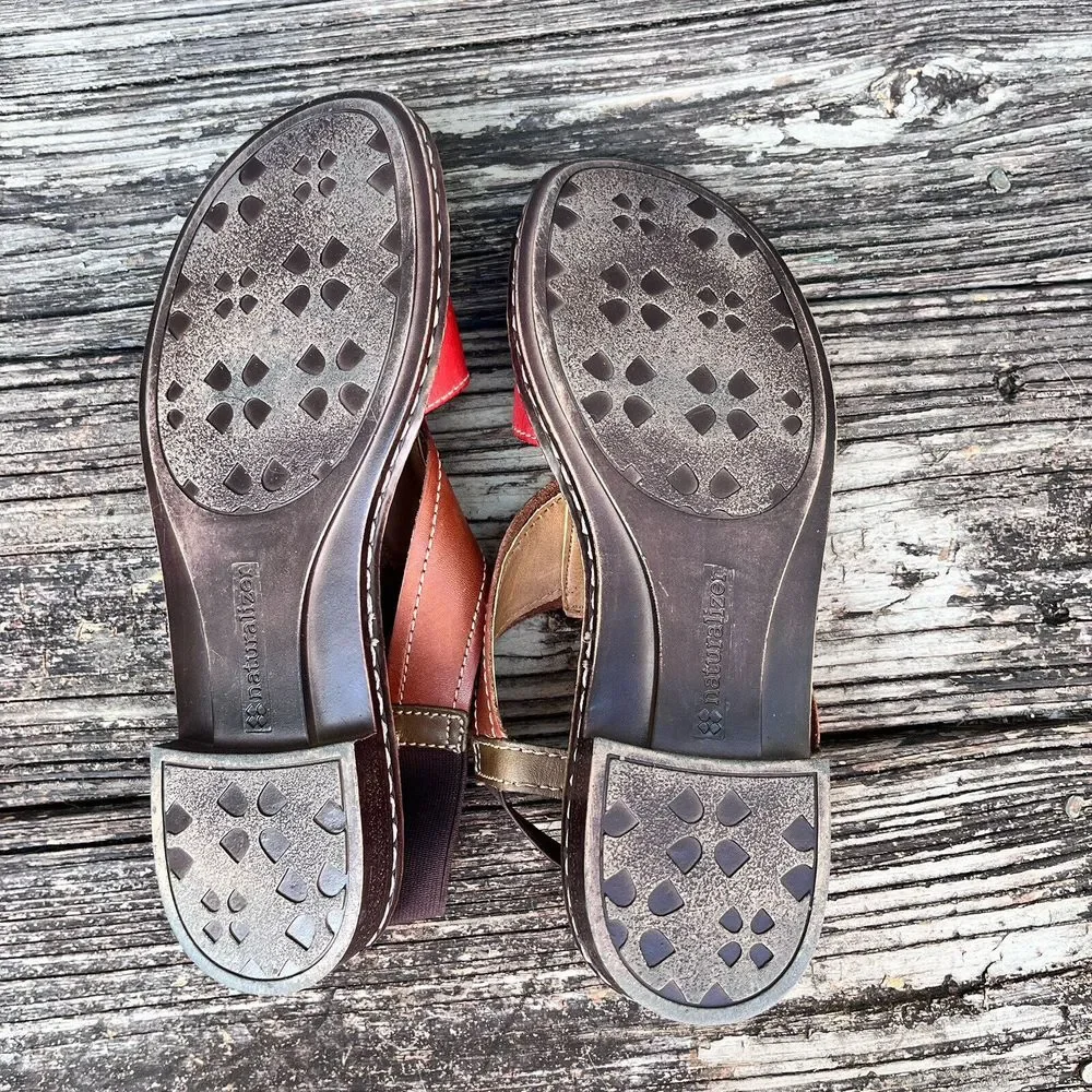 Naturalizer Slingback Sandals Womens 8.5 Red Brown N5 Comfort Leather